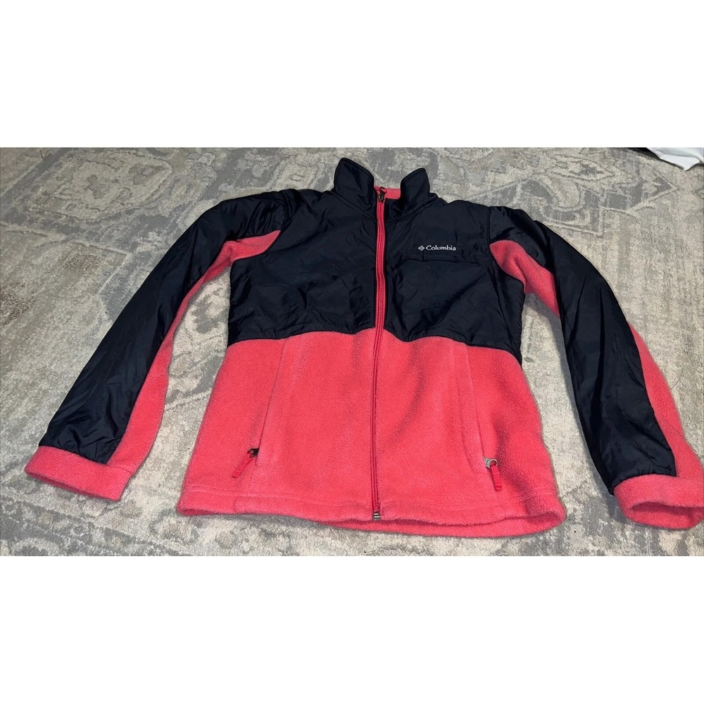 Columbia‎ Fleece Pink Black Jacket Youth Girls Medium 10-12